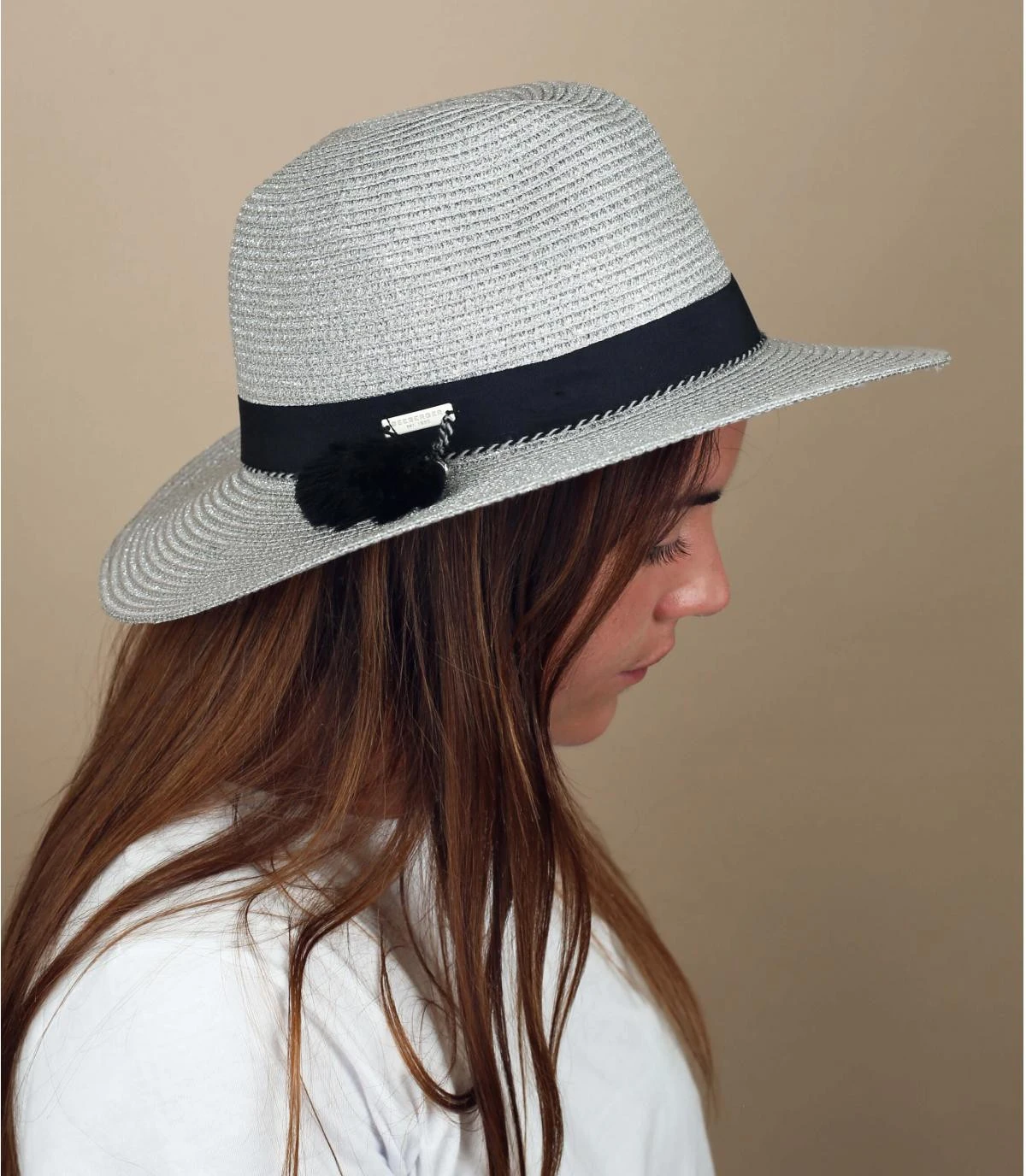 Seeberger Fedora In Shiny Braid Light Grey 1 Seeberger Fedora In Shiny Braid Light Grey