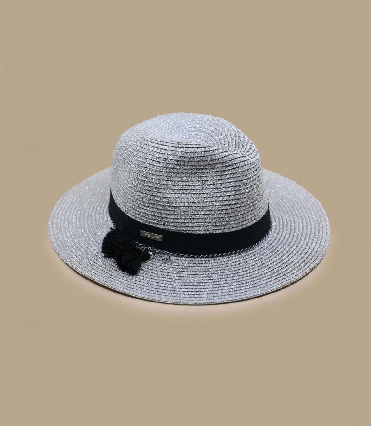 Seeberger Fedora In Shiny Braid Light Grey 2 Seeberger Fedora In Shiny Braid Light Grey – Image 2