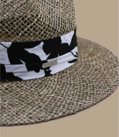 Seeberger Seagrass Fedora Summer Print Black -Le Coin du Chapeau seagrass fedora summer print black 2
